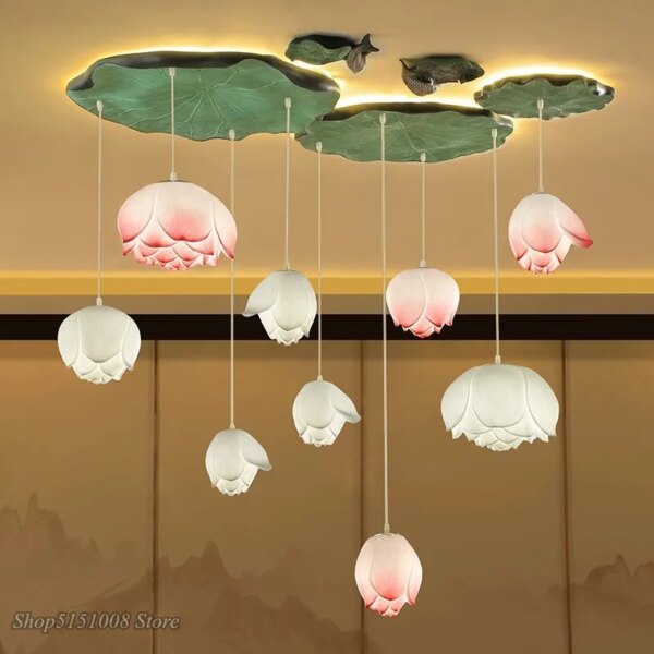 4061-b5e799.jpg Lampe Led suspendue en forme de Lotus au Style chinois