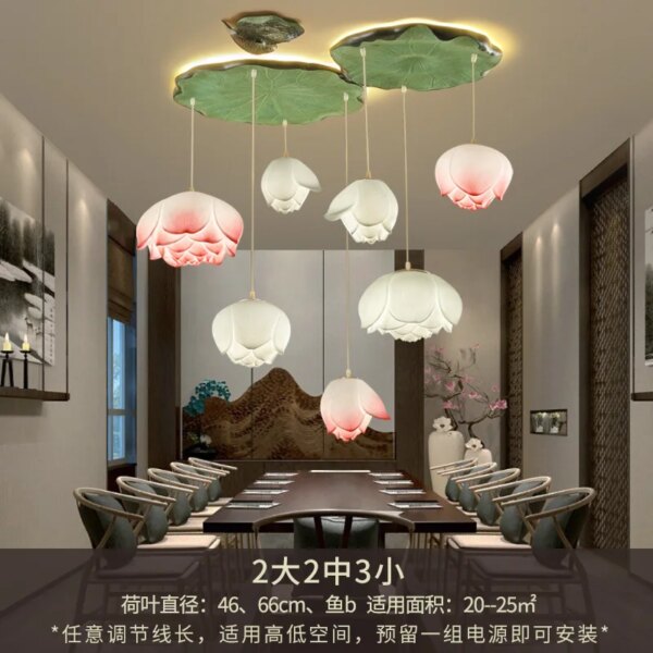 Lampe Led suspendue en forme de Lotus au Style chinois