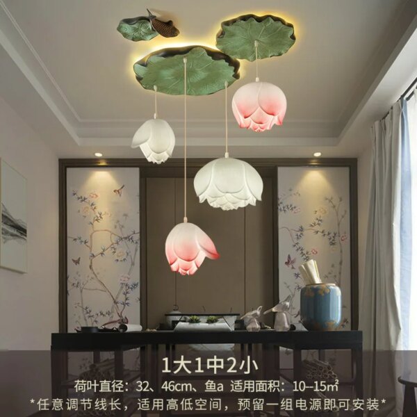 Lampe Led suspendue en forme de Lotus au Style chinois