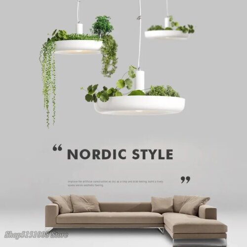 4101-0545fa.jpg Lampe LED Suspendue en Forme de Plante, au Design Nordique, Luminaire Décoratif d'Intérieur