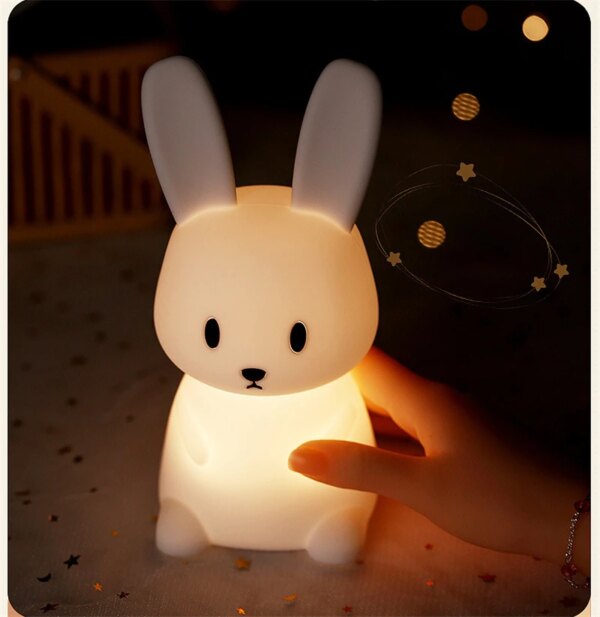 Veilleuse lapin Rechargeable avec Capteur Tactile, Accessoire Mignon Mixte