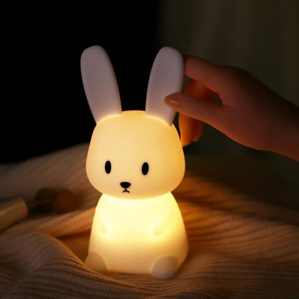 4140-6c5b5b.jpg Veilleuse lapin Rechargeable avec Capteur Tactile, Accessoire Mignon Mixte