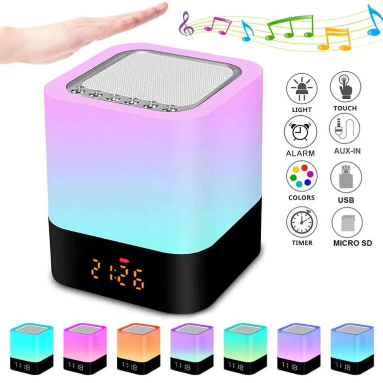 veilleuse musicale bébé — Veilleuse musicale LED Rechargeable colorée intelligente, réveil
