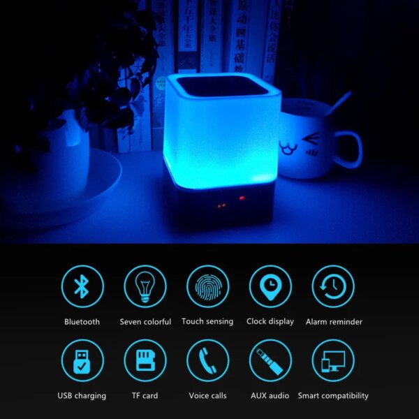 Veilleuse musicale LED Rechargeable colorée intelligente, réveil