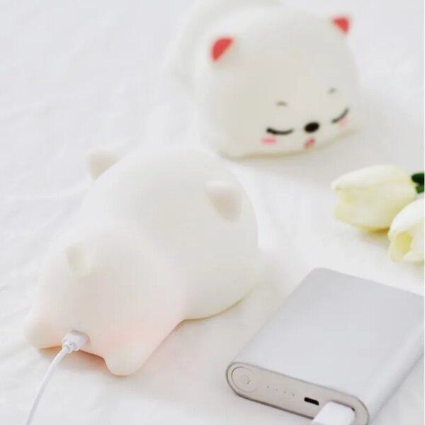 Lampe chat LED en Silicone avec télécommande