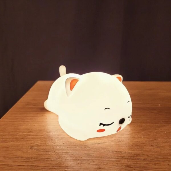 Lampe chat LED en Silicone avec télécommande