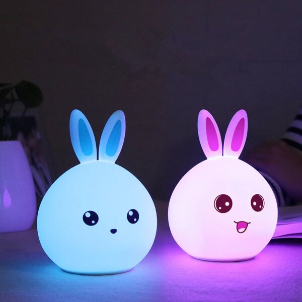 Lampe lapin LED en Silicone colorée avec capteur tactile