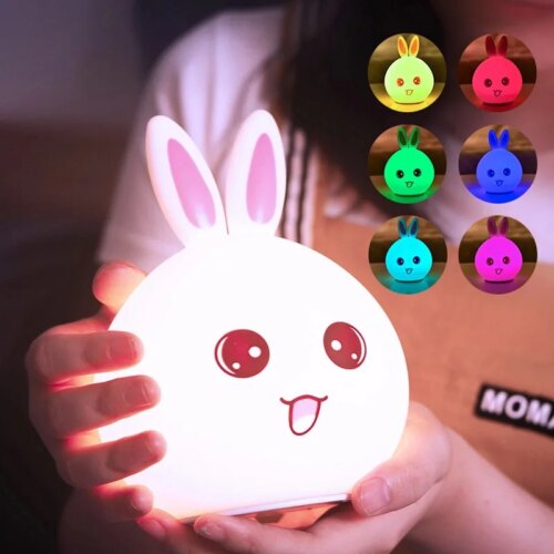 4304-b3228e.jpg Lampe lapin LED en Silicone colorée avec capteur tactile