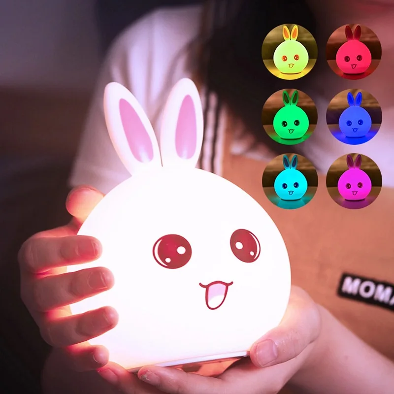 4304-b3228e.jpg Lampe lapin LED en Silicone colorée avec capteur tactile
