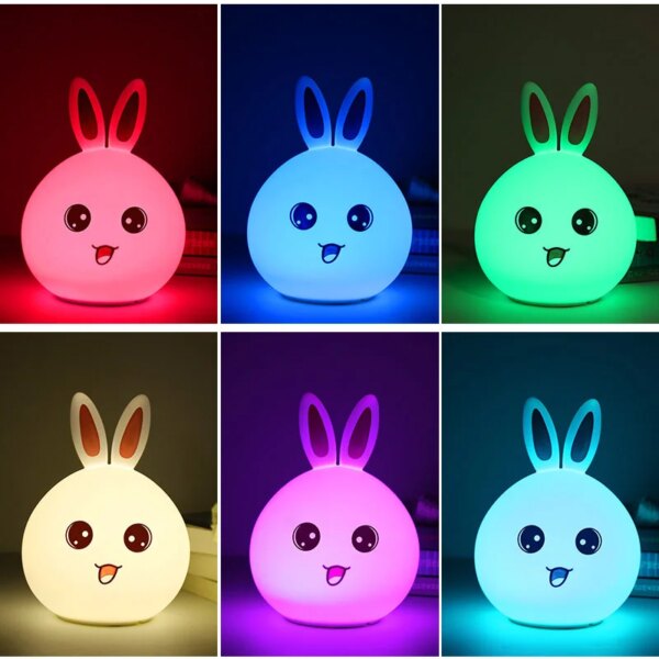 Lampe lapin LED en Silicone colorée avec capteur tactile