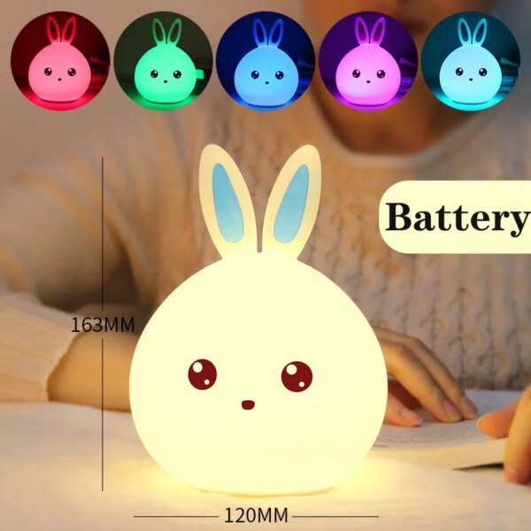 Lampe lapin LED en Silicone colorée avec capteur tactile