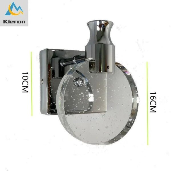 Applique murale LED Simple en cristal pour chambre à coucher, salon, lampe frontale pour miroir de salle de bain