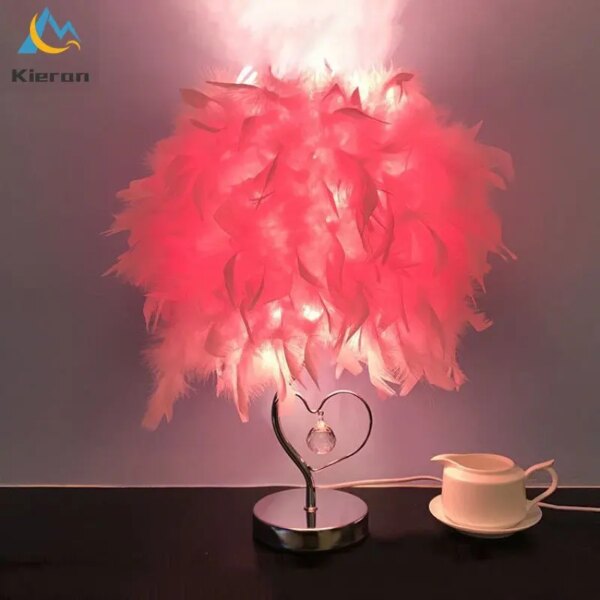4334-0d9274.jpg Lampe de Table LED en cristal avec plumes, design moderne et Simple
