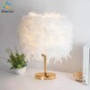Lampe de Table LED en cristal avec plumes, design moderne et Simple