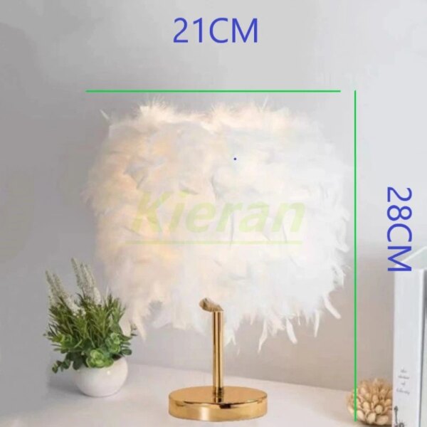Lampe de Table LED en cristal avec plumes, design moderne et Simple