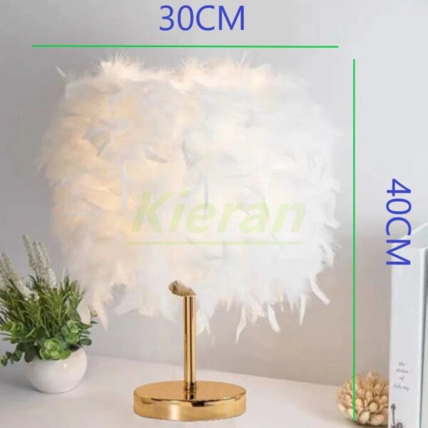 Lampe de Table LED en cristal avec plumes, design moderne et Simple