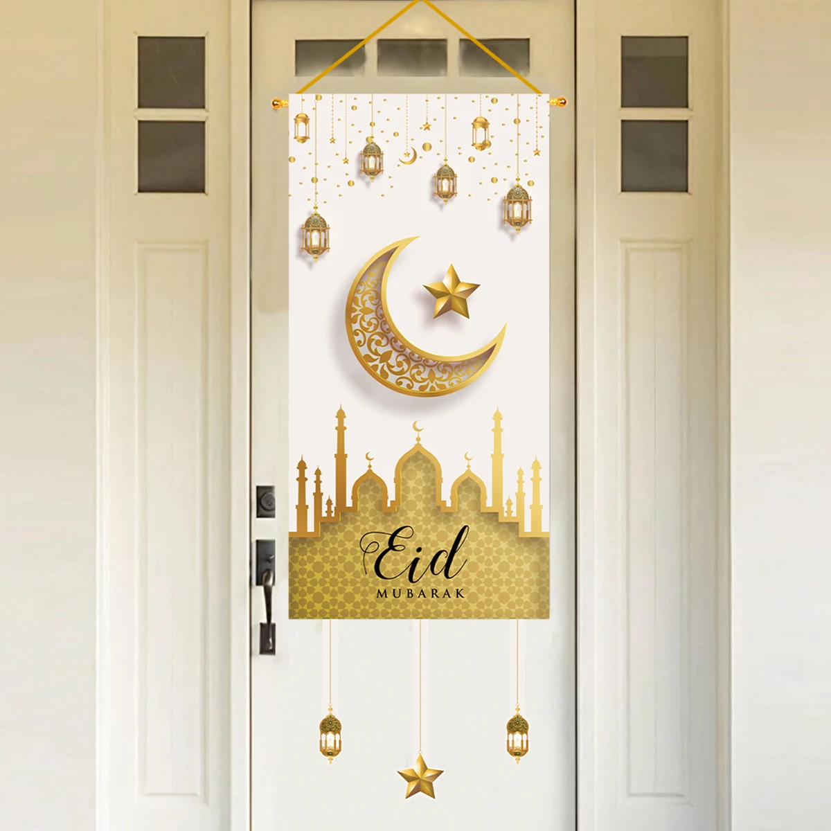 décoration Ramadan drapeau — Décoration Eid Mubarak, drapeau suspendu, décor Eid Mubarak pour la maison