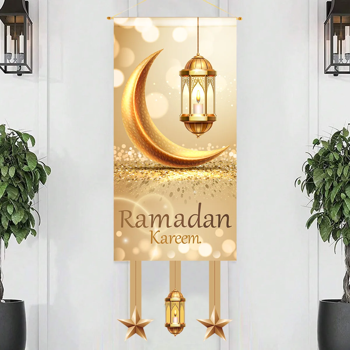 Décoration du Ramadan, drapeau suspendu, décor Eid Mubarak pour la maison