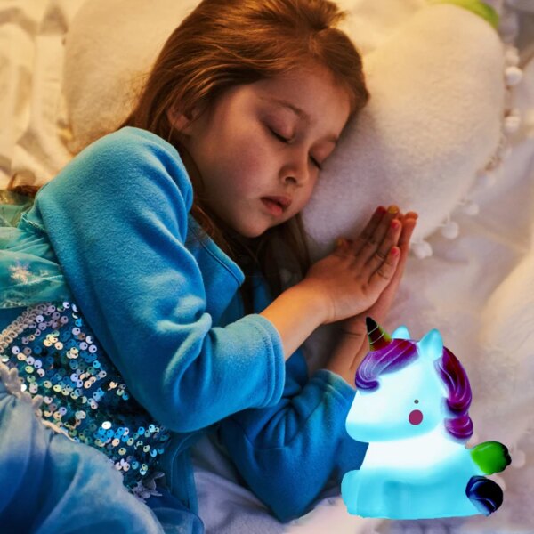 Veilleuse licorne  LED à piles, Mini lampe d'alimentation pour chambre à coucher