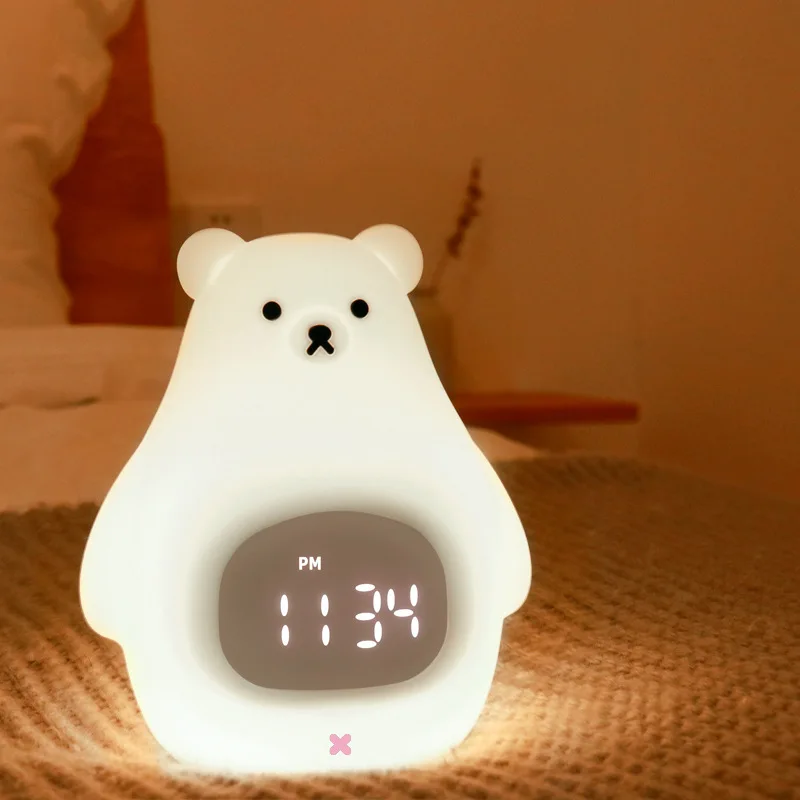 Montre électronique en Silicone pour enfants, réveil à Led, veilleuse tactile, lampe de chevet, ours, pour bébés