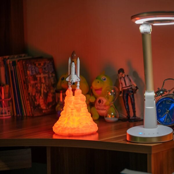 Lampe navette spatiale LED 3D avec , Rechargeable par USB
