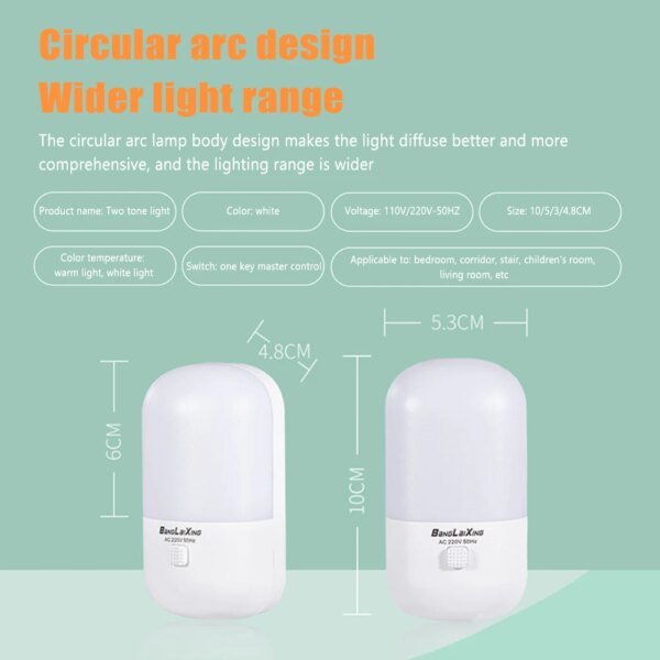 veilleuse prise lampe LED avec interrupteur EU/US, économie d'énergie