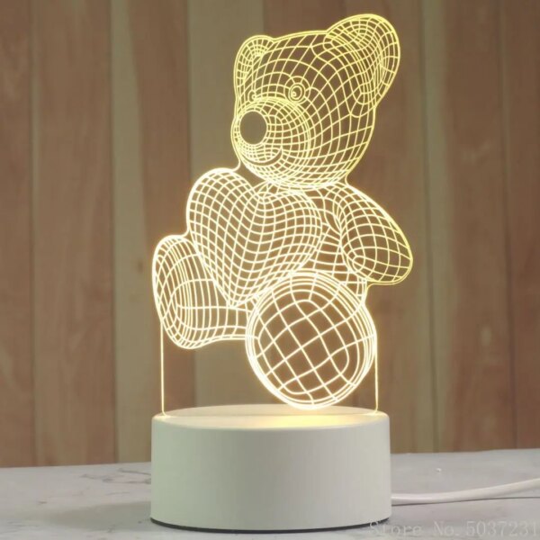 Lampe de Nuit Acrylique 3D pour Garçon et Fille, Veilleuse Décorative de Bureau