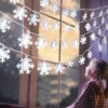 Guirlande suspendue de flocons de neige à LED, décoration pour arbre de noël