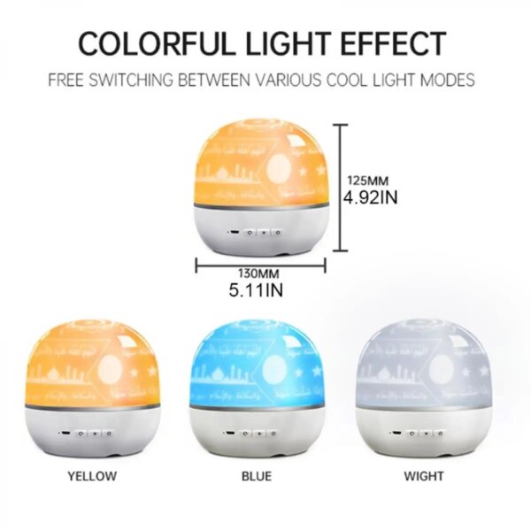 veilleuse coranique projection à LED avec haut-parleur Bluetooth, télécommande avec APP