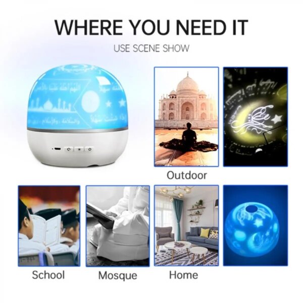 veilleuse coranique projection à LED avec haut-parleur Bluetooth, télécommande avec APP