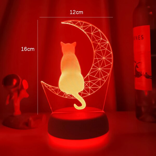 Lampe lune, chat, veilleuse pour enfant, chambre à coucher