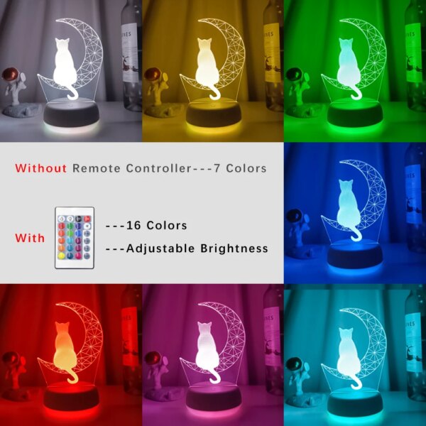 Lampe lune, chat, veilleuse pour enfant, chambre à coucher