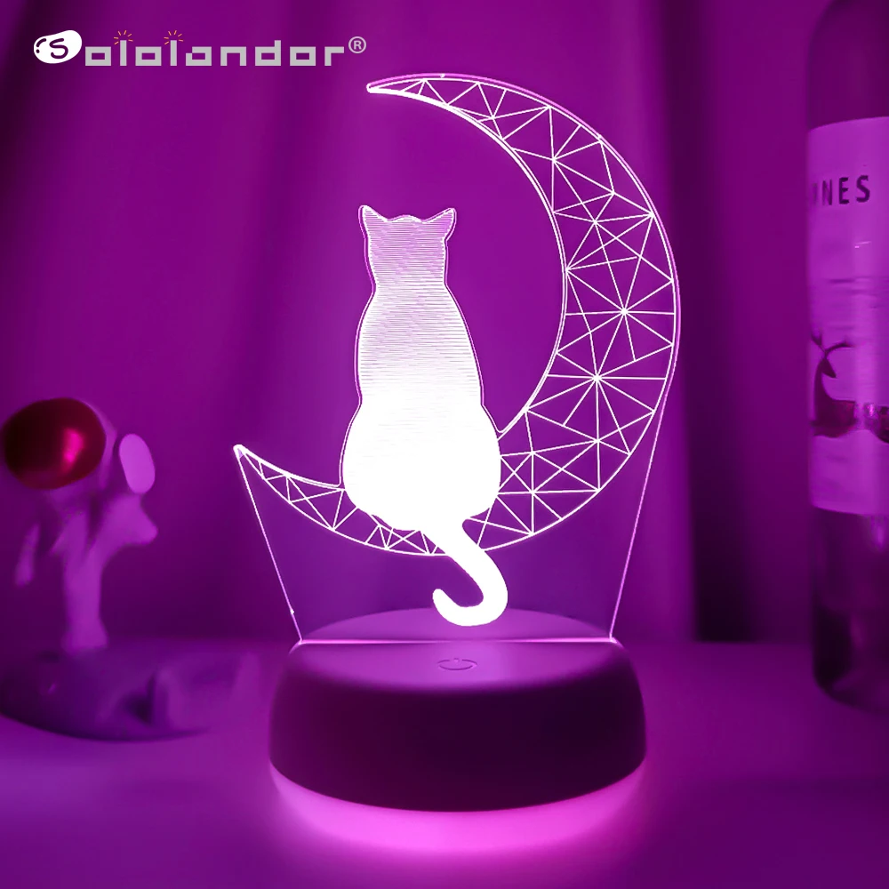 Lampe lune veilleuse enfant — Lampe lune, chat, veilleuse pour enfant, chambre à coucher | belleveilleuse.fr