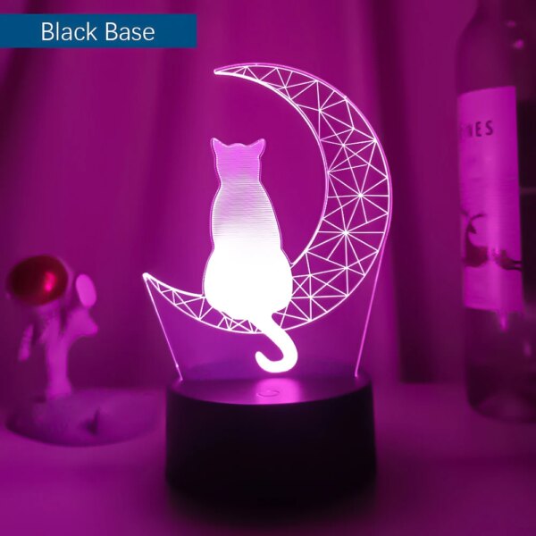 Lampe lune, chat, veilleuse pour enfant, chambre à coucher