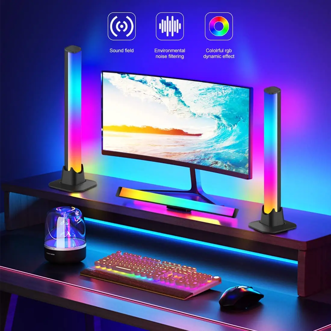 Barre rvb lampe de — Barre lumineuse LED rvb intelligentes, veilleuse avec application Bluetooth | belleveilleuse.fr