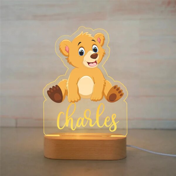 Lampe Lion, renard, tortue, ours, girafe, nom Animal