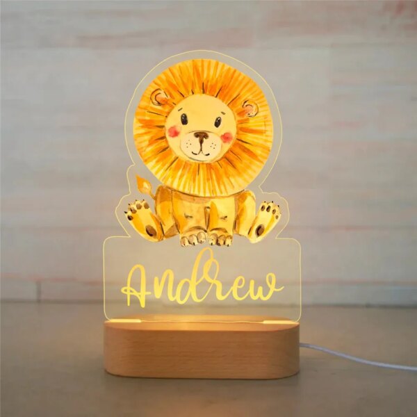 Lampe Lion, renard, tortue, ours, girafe, nom Animal