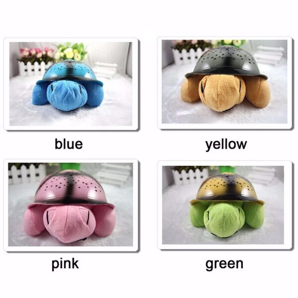 6044-6051f8.jpg veilleuse tortue LED, câble USB, musique, Mini projecteur