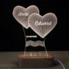 Lampe 3d LED personnalisée avec noms et Date, effet d'illusion 3D