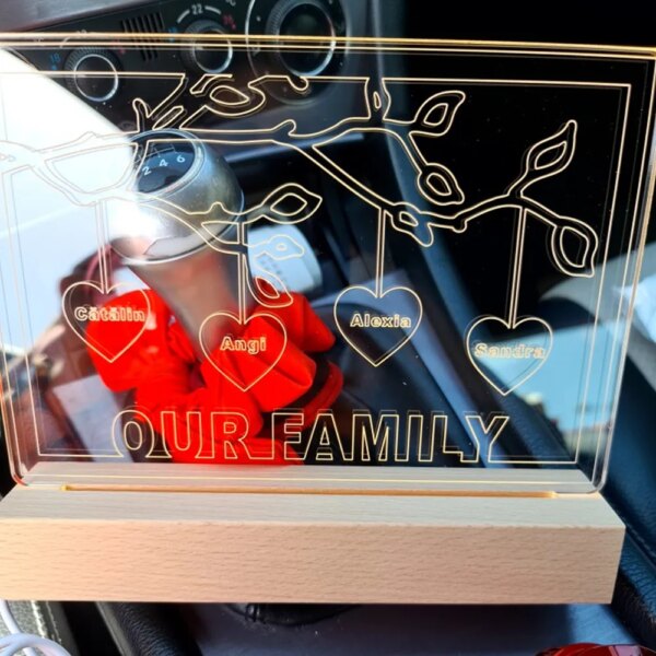 Lampe 3d LED personnalisée en acrylique avec signe d'arbre familial