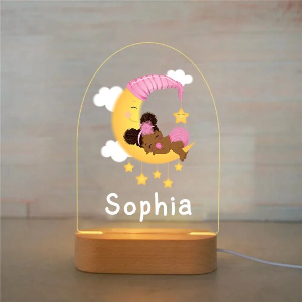 Veilleuse LED USB personnalisée avec nom, luminaire décoratif d'intérieur