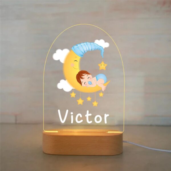 Veilleuse LED USB personnalisée avec nom, luminaire décoratif d'intérieur