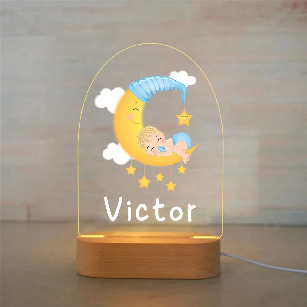 Veilleuse LED USB personnalisée avec nom, luminaire décoratif d'intérieur