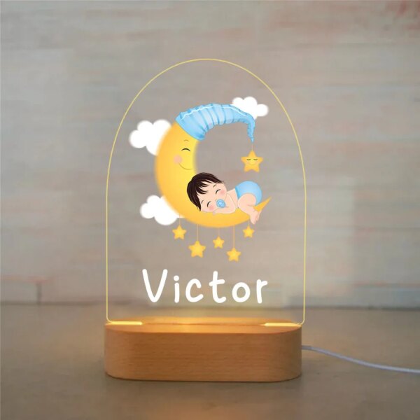 Veilleuse LED USB personnalisée avec nom, luminaire décoratif d'intérieur