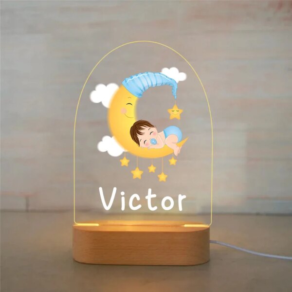 Veilleuse LED USB personnalisée avec nom, luminaire décoratif d'intérieur