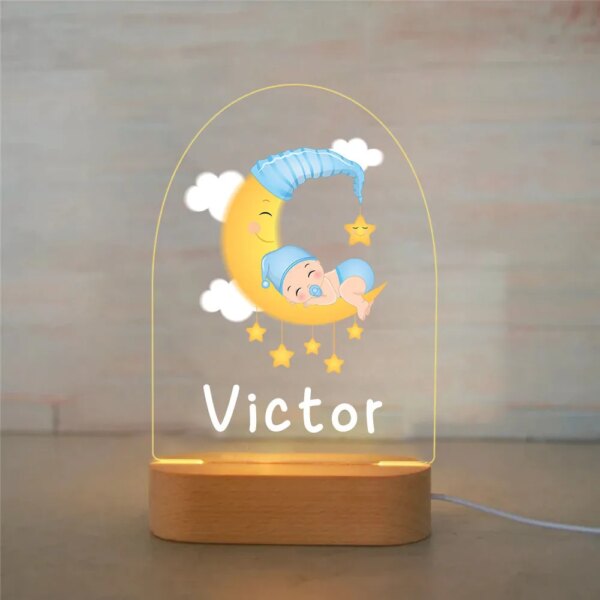 Veilleuse LED USB personnalisée avec nom, luminaire décoratif d'intérieur