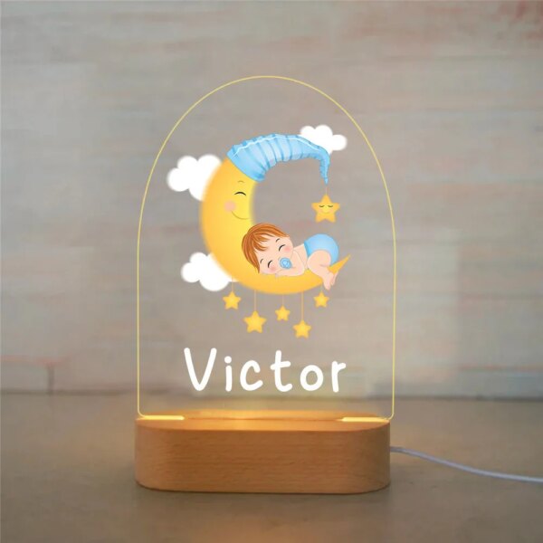 Veilleuse LED USB personnalisée avec nom, luminaire décoratif d'intérieur