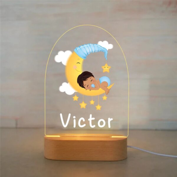 Veilleuse LED USB personnalisée avec nom, luminaire décoratif d'intérieur