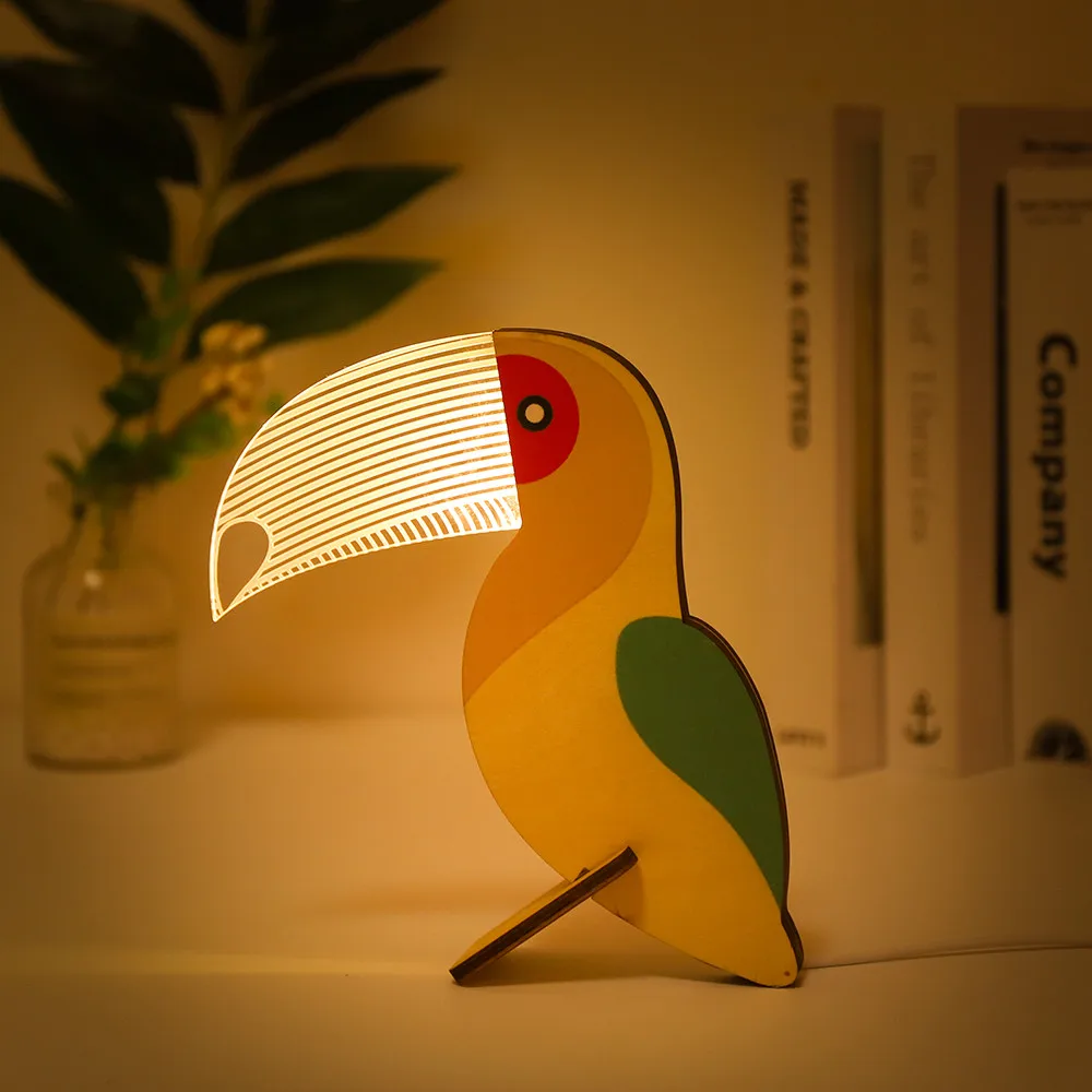 Veilleuse LED en bois et en acrylique, luminaire décoratif d'intérieur