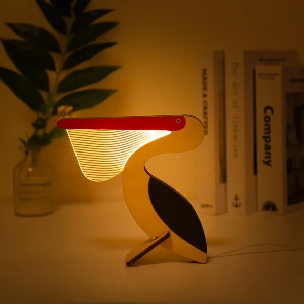 Veilleuse LED en bois et en acrylique, luminaire décoratif d'intérieur